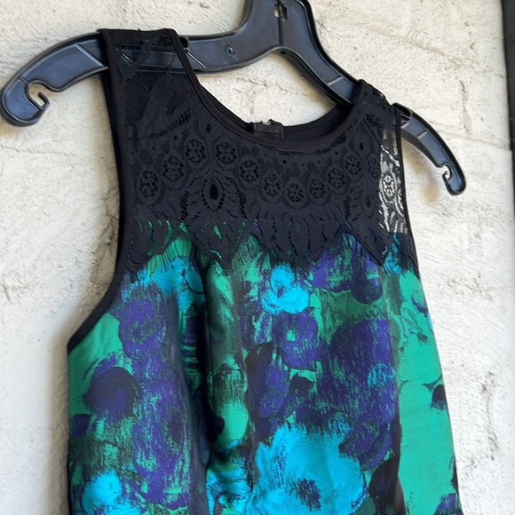 Anthropologie Leifsdottir Water Garden Black Lace & Teal Floral Sheath Size 0 - Picture 5 of 15